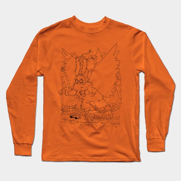 Cartoon Mothman Long Sleeve T-Shirt by Ballyraven